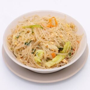 A mouthwatering dish of stir-fried vermicelli noodles with vegetables and egg.